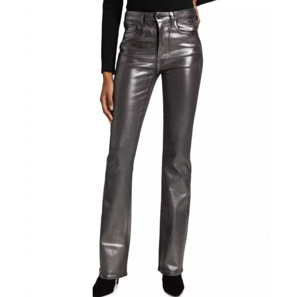 Joe's Jeans Hi (Rise) Honey Flawless Metallic Bootcut Jeans Silver Size 25 - Picture 1 of 9